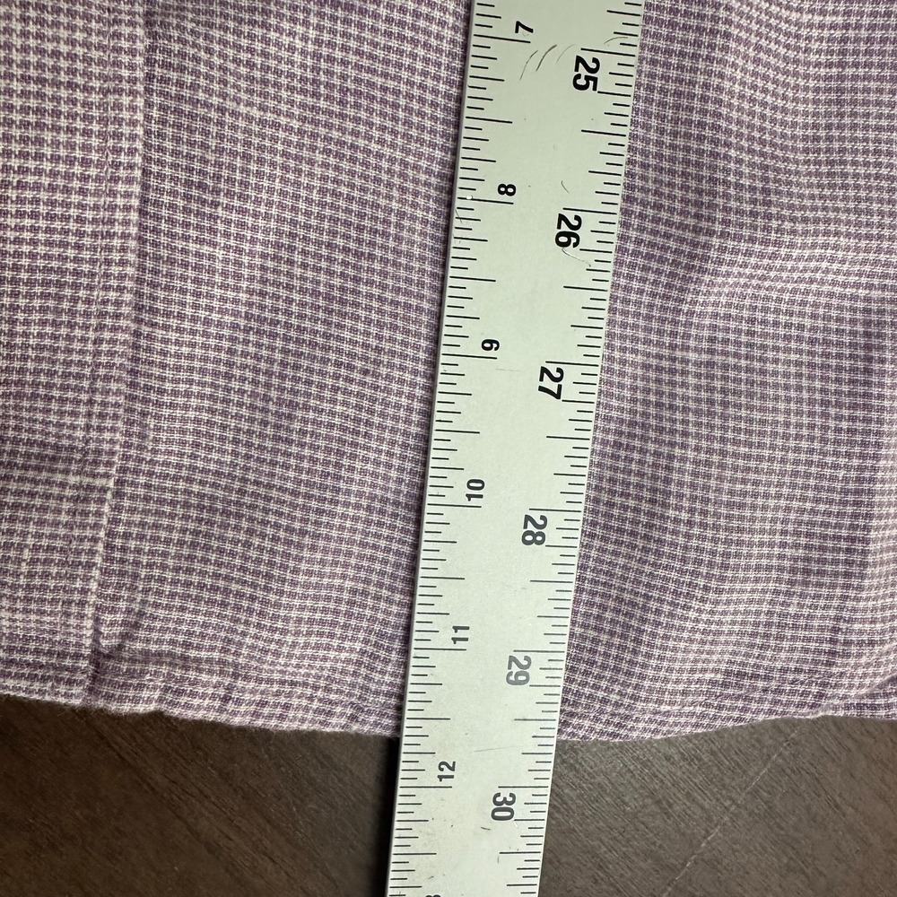 J.Crew Shirt Mens Medium Purple Houndstooth Linen Blend Short Sleeve Button Down - Picture 10 of 12